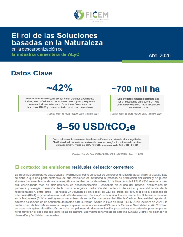 Portada: El rol de las Soluciones basadas en la Naturaleza en la descarbonización de la industria cementera de AlyC